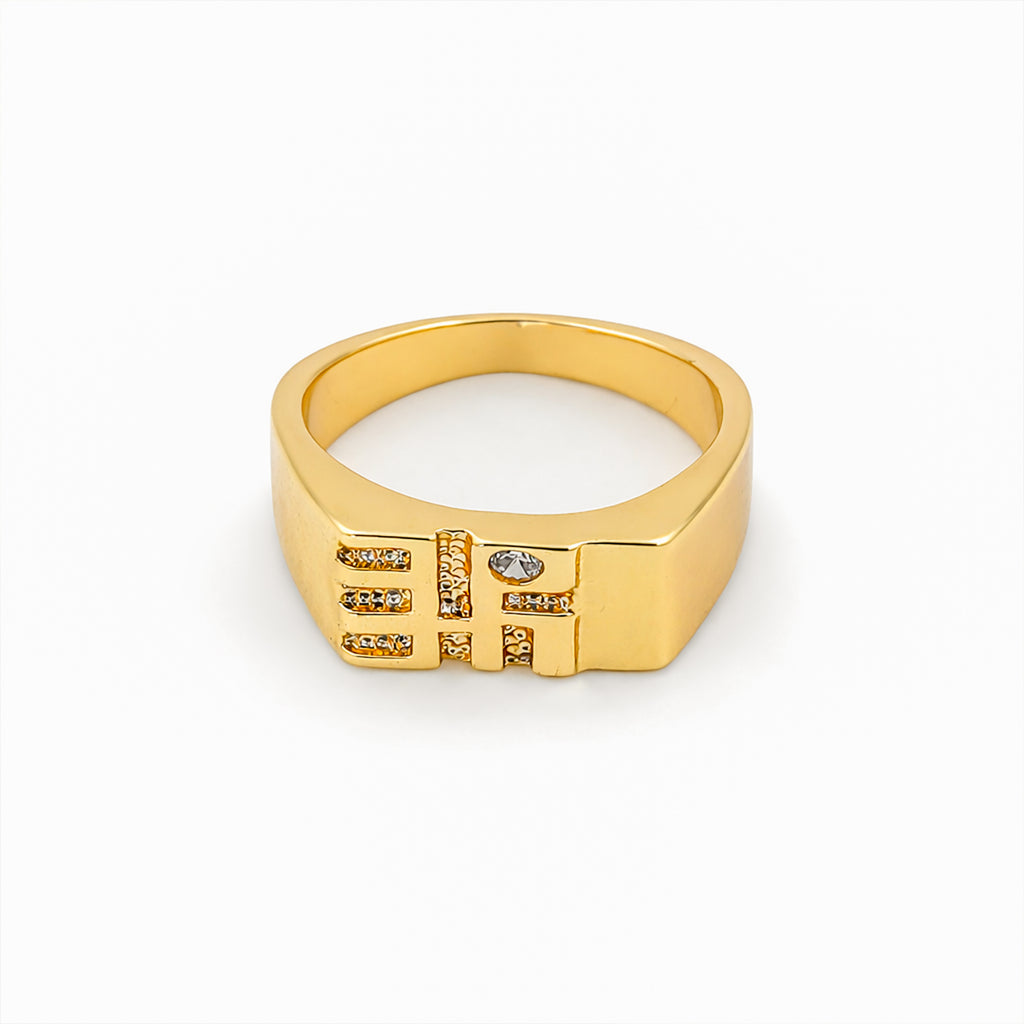 Men’s Gold-Tone Geometric Studded Ring GMR -18