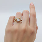 Golden Emerald Cut Twist Ring GWR -29