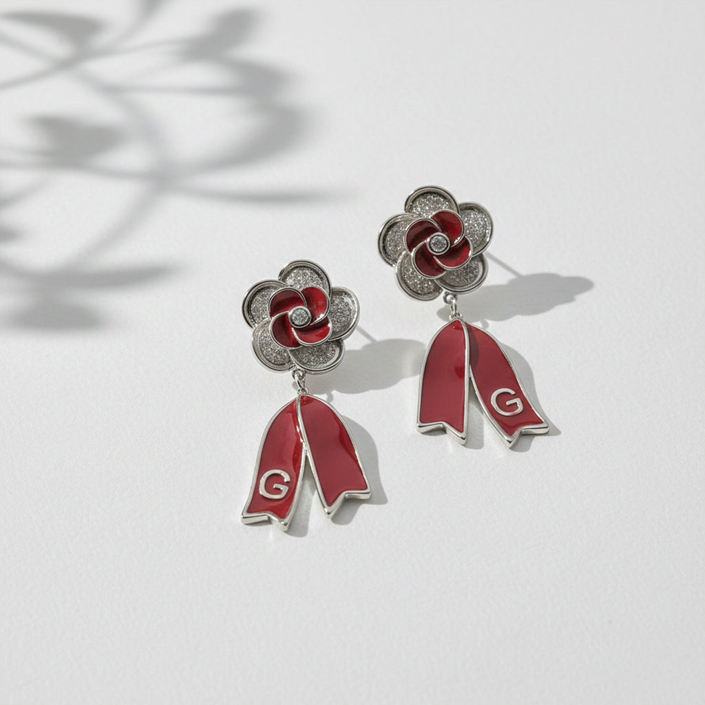 Ruby Bloom Drop Earrings GWE -63