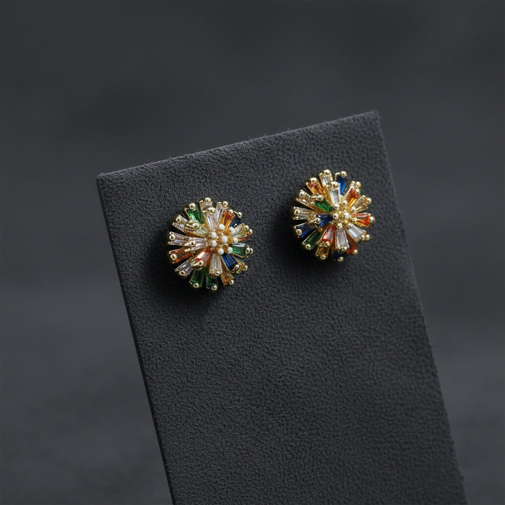 Multicolor Crystal Floral Stud Earrings GWE -149