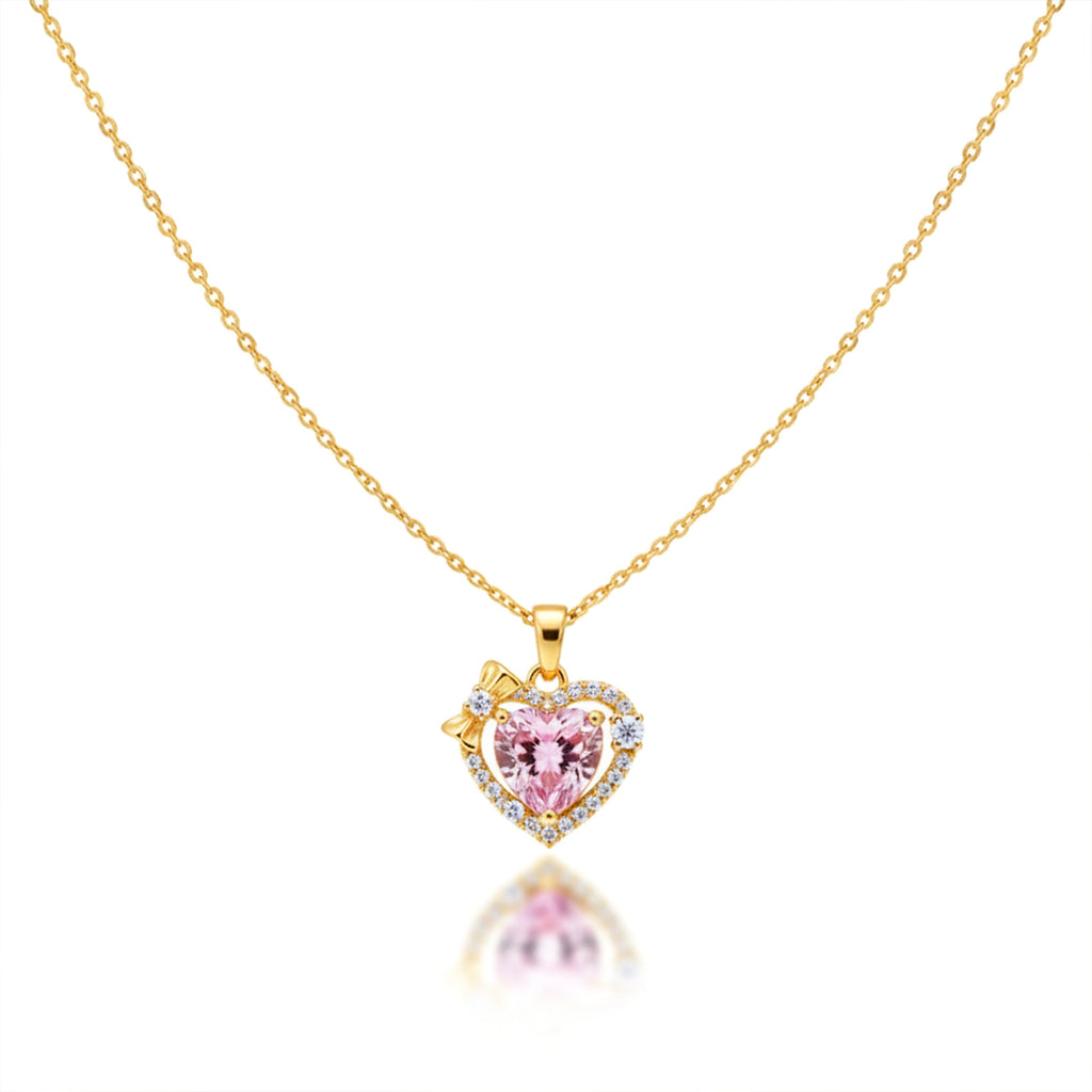 Pink Heart Crystal Women Neckless GWN -79
