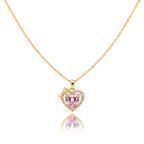 Pink Heart Crystal Women Neckless GWN -79
