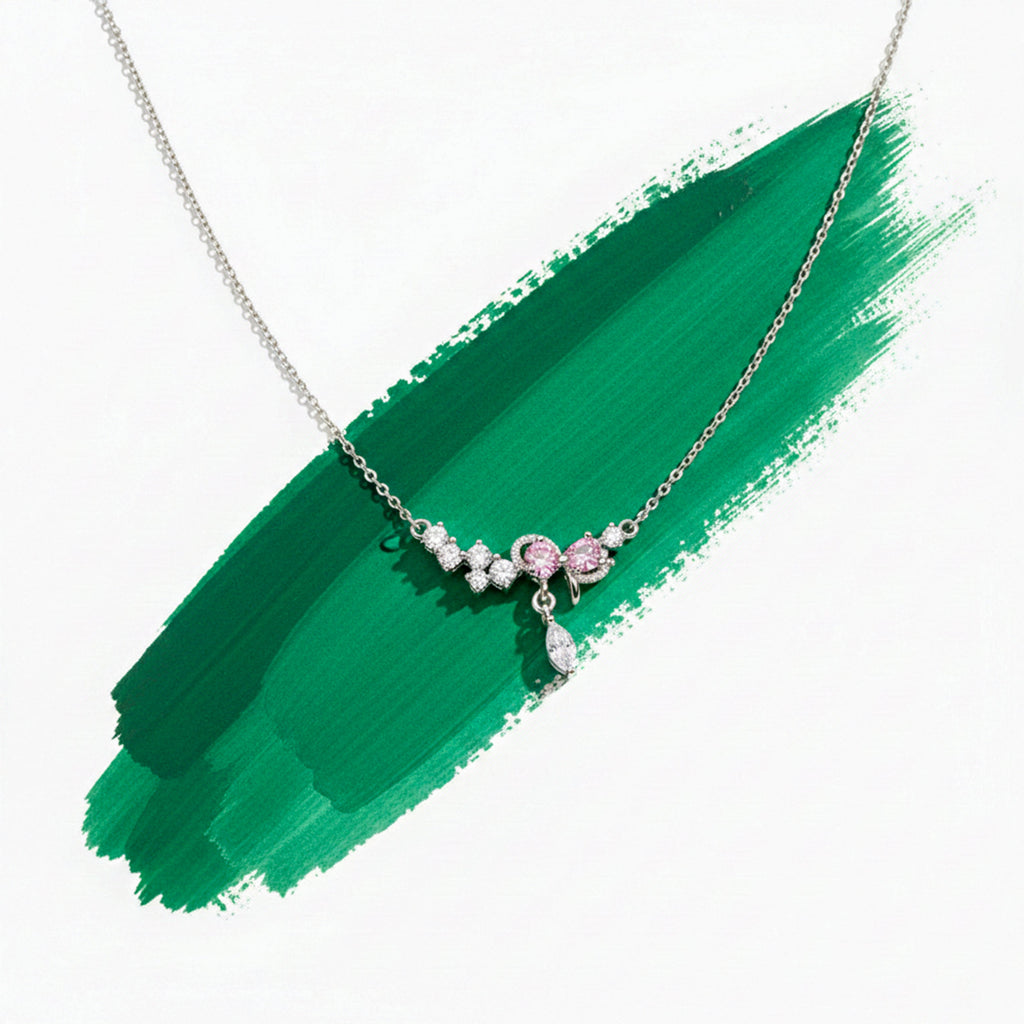 Silver-Tone Dainty Floral Women  Necklace GWN -130