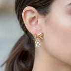 Golden Bow Cube Drop Earrings GWE -110