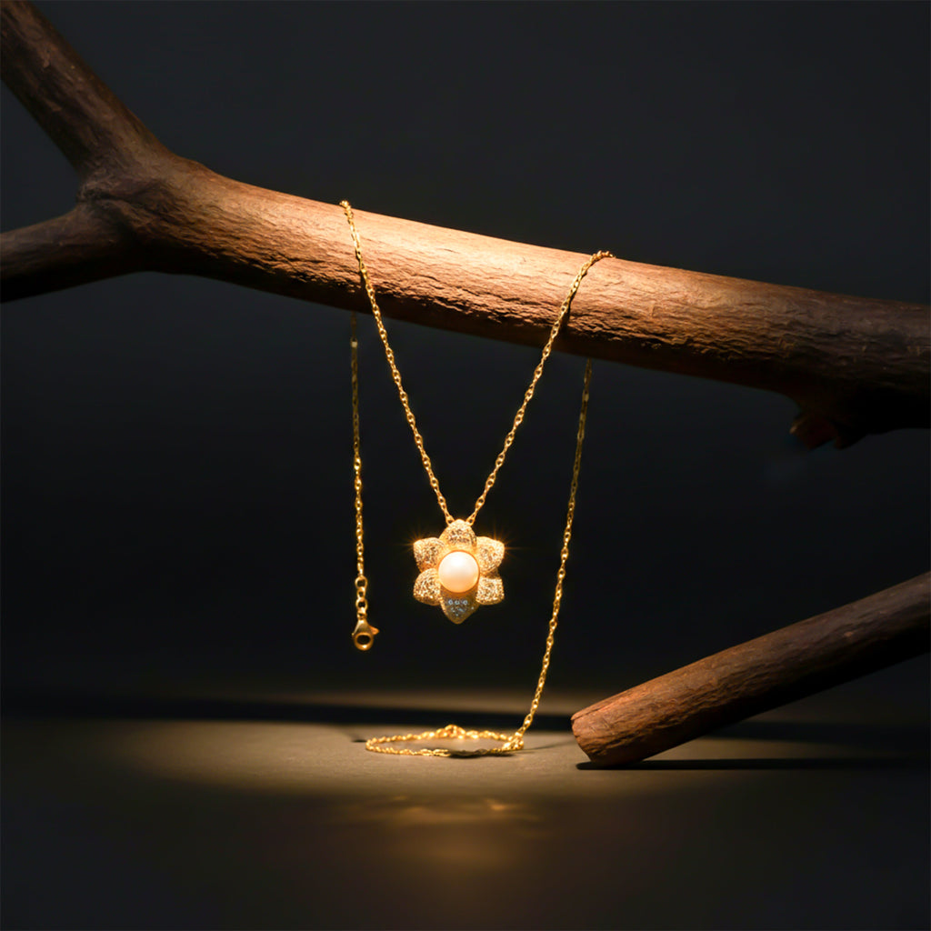 Golden Floral Necklace GWN -40