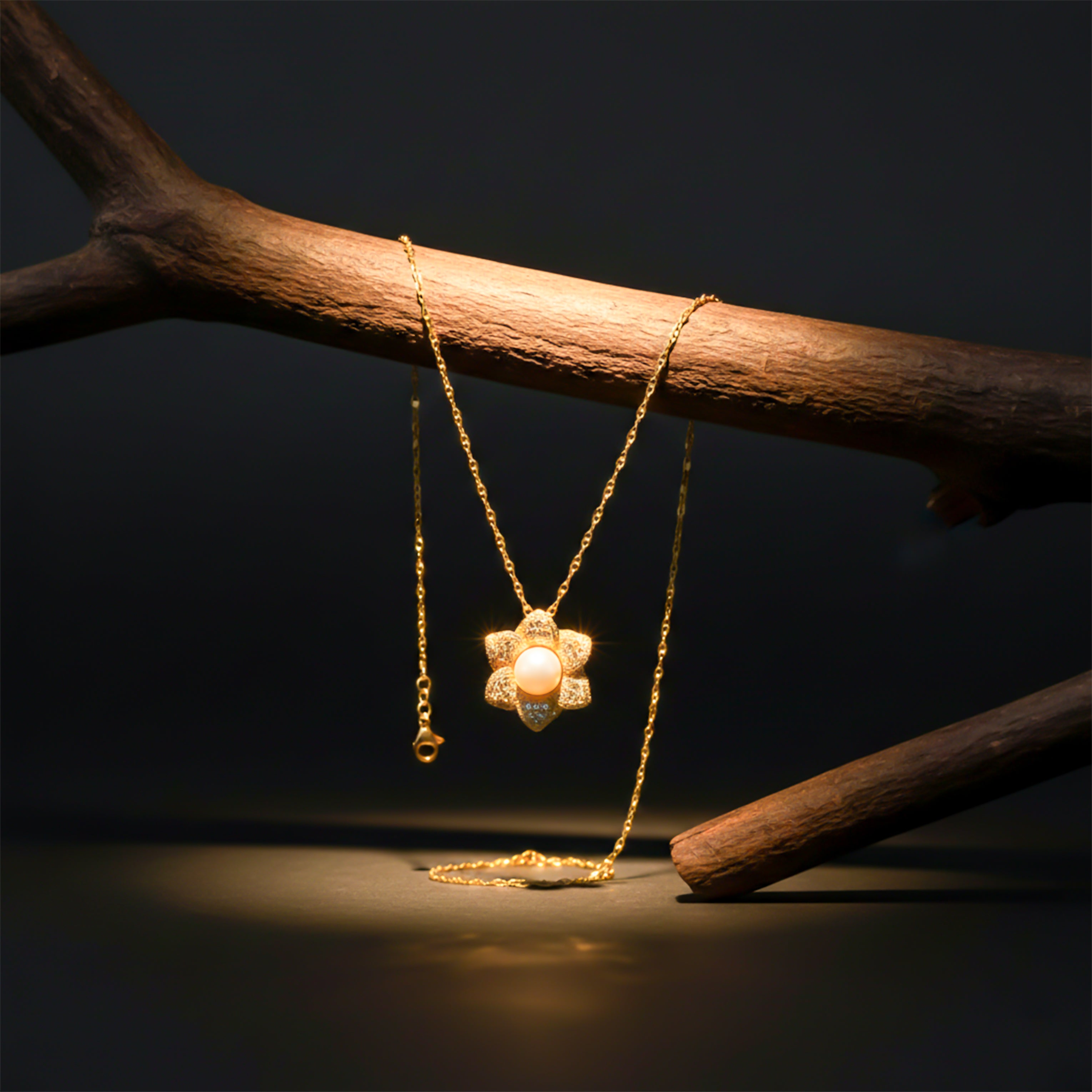 Golden Floral Necklace GWN -40