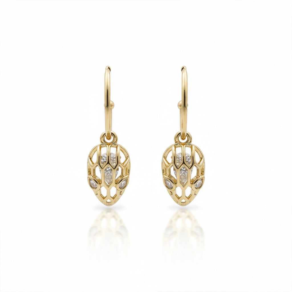 Golden Leaf Crystal Drop Earrings GWE -100
