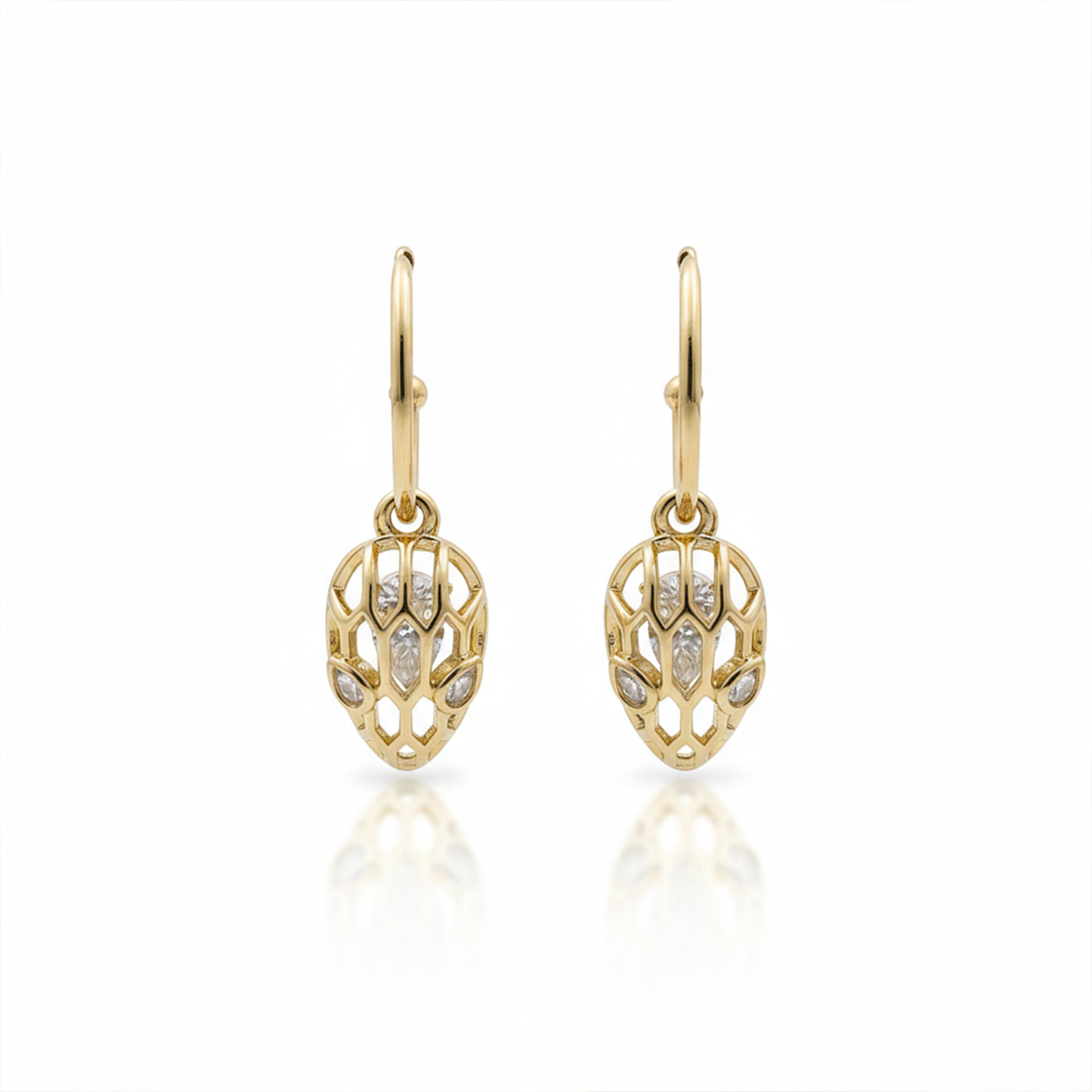 Golden Leaf Crystal Drop Earrings GWE -100