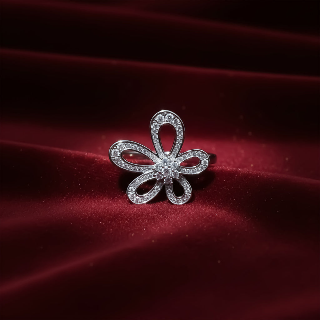 Silver Bloom Sparkle Ring GWR -27