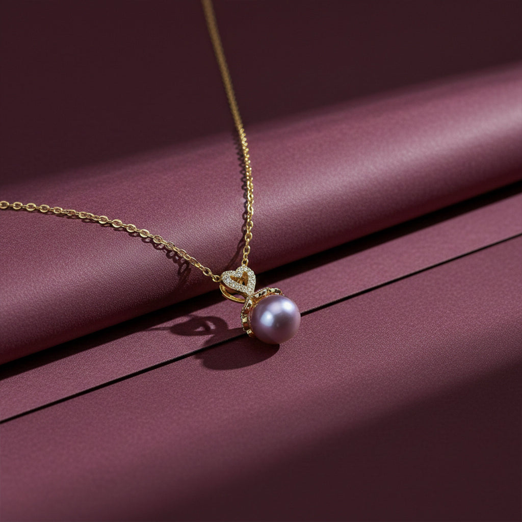 Golden Infinity Pearl Pendant Necklace GWN -38