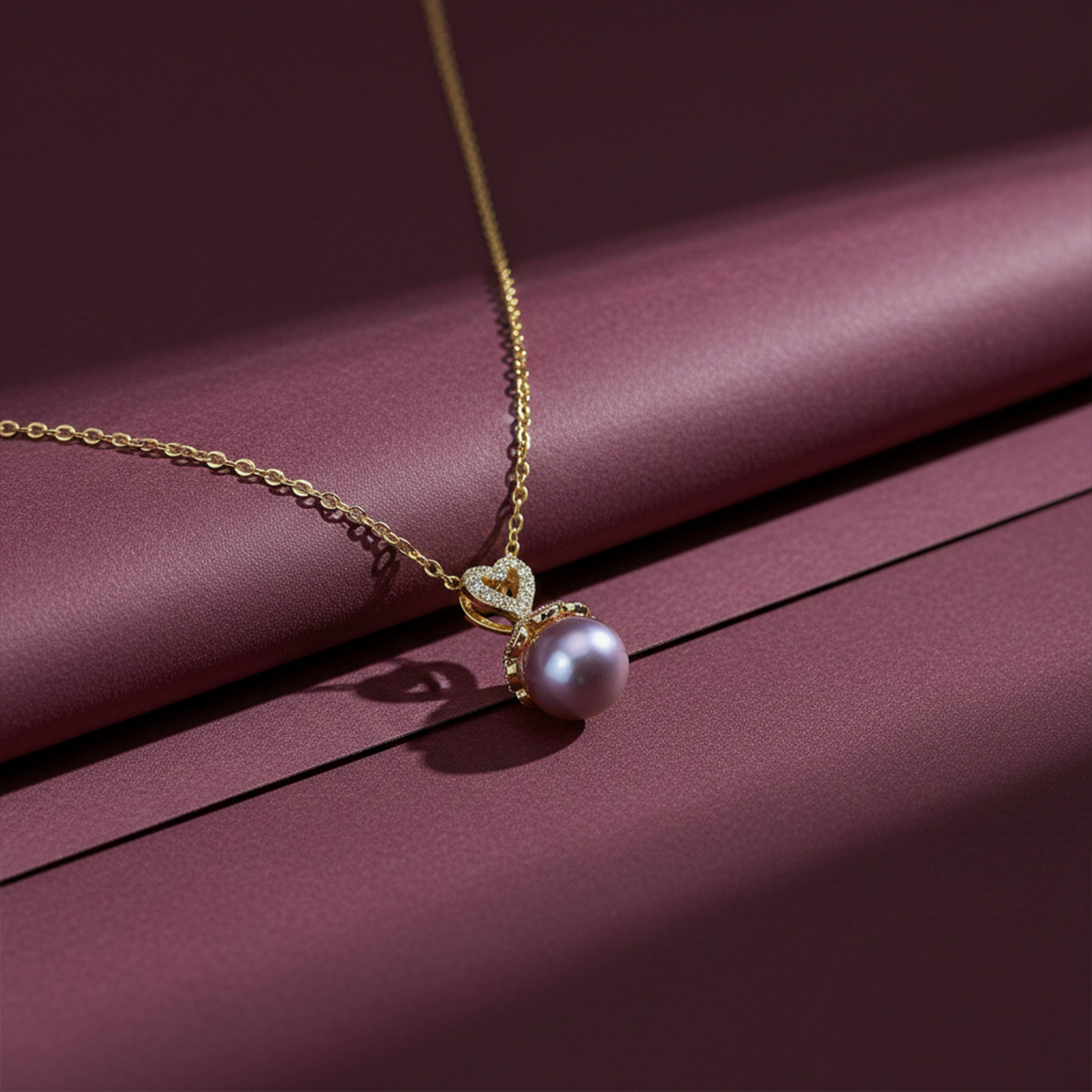 Golden Infinity Pearl Pendant Necklace GWN -38