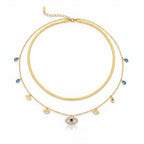 Evil Eye Layered Gold Choker Necklace GWN -104