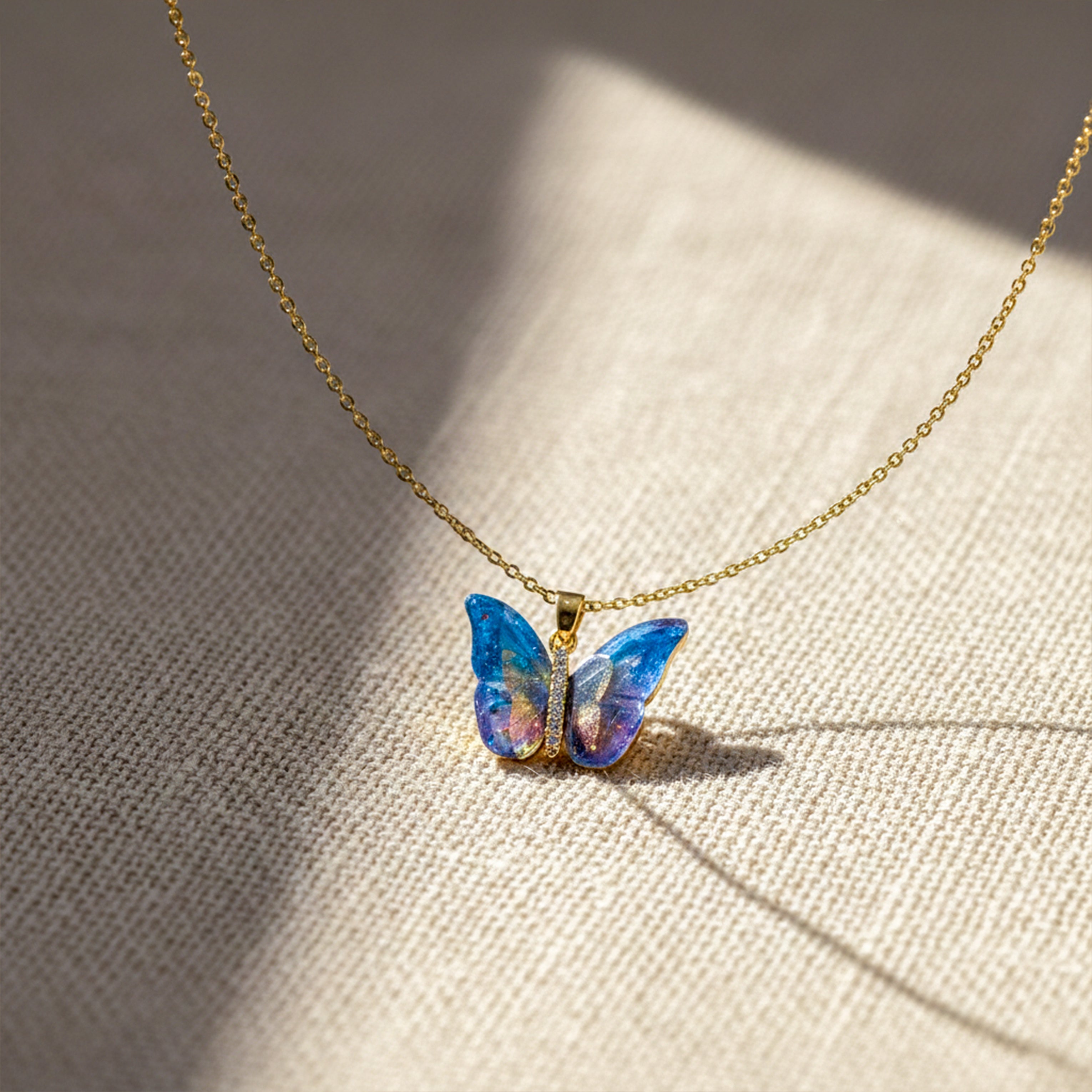 Aurora Butterfly Pendant Necklace in Gold Finish GWN -155