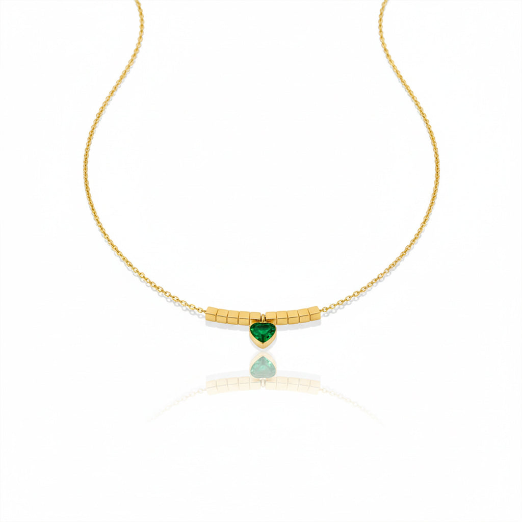 Emerald-Green Heart Women Neckless GWN -70