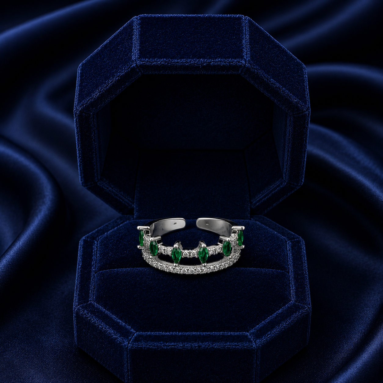 Emerald Double Row Crystal Ring GWR -73