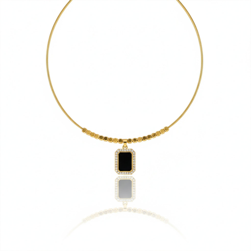 Modern Black Enamel Women Neckless GWN -114