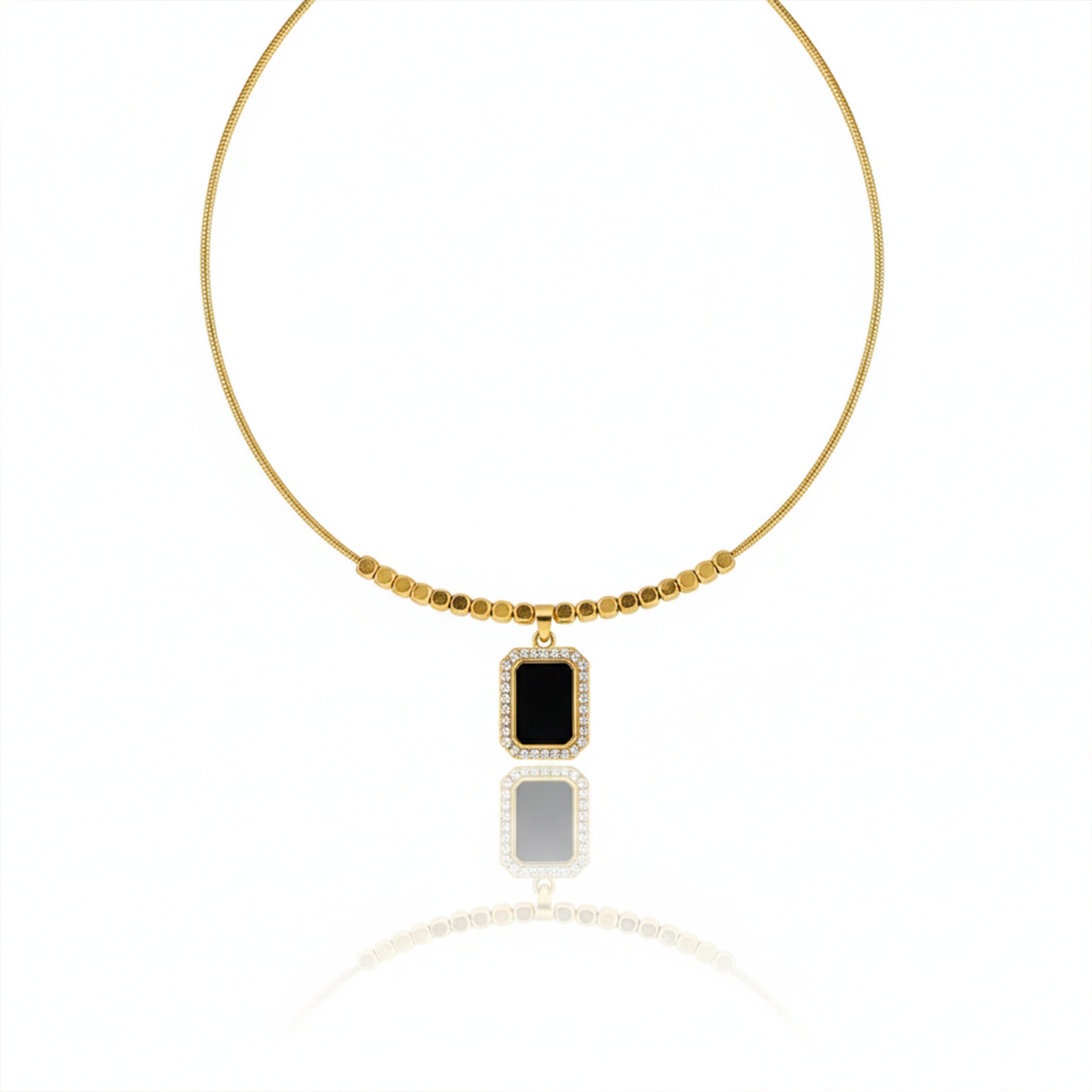 Modern Black Enamel Women Neckless GWN -114