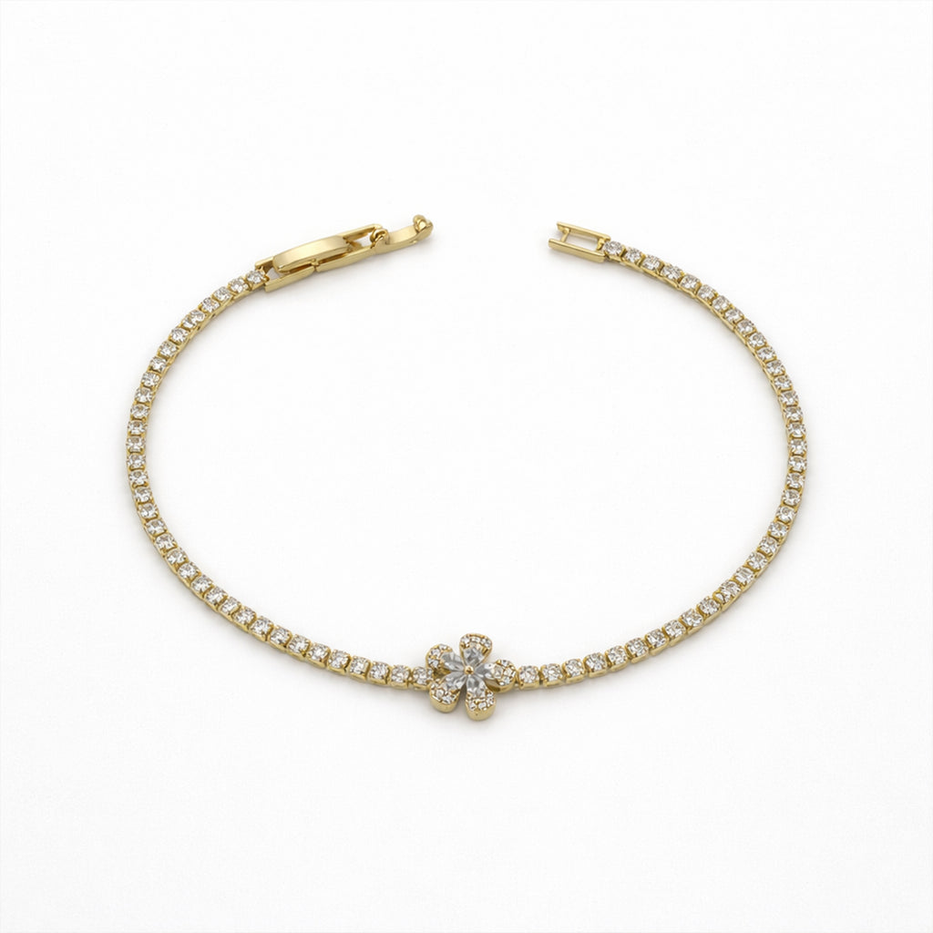 Floral Crystal Tennis Bracelet GWB -87
