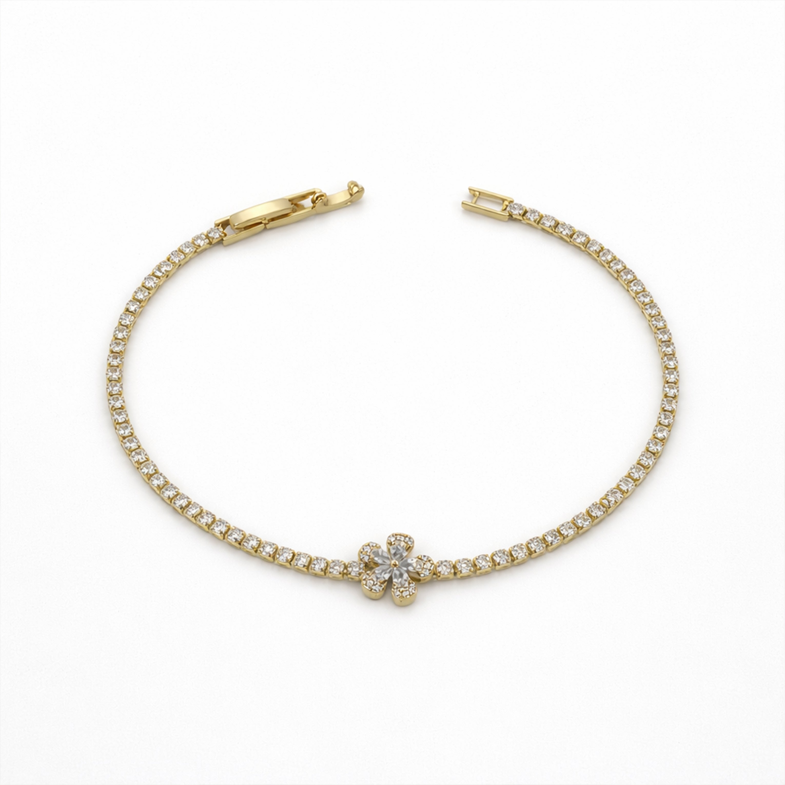 Floral Crystal Tennis Bracelet GWB -87