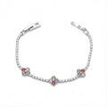 Multicolor Floral Accent Tennis Bracelet GWB -135