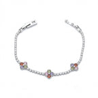 Multicolor Floral Accent Tennis Bracelet GWB -135