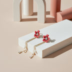 Ruby Blossom Pearl Tassel Earrings GWE -119