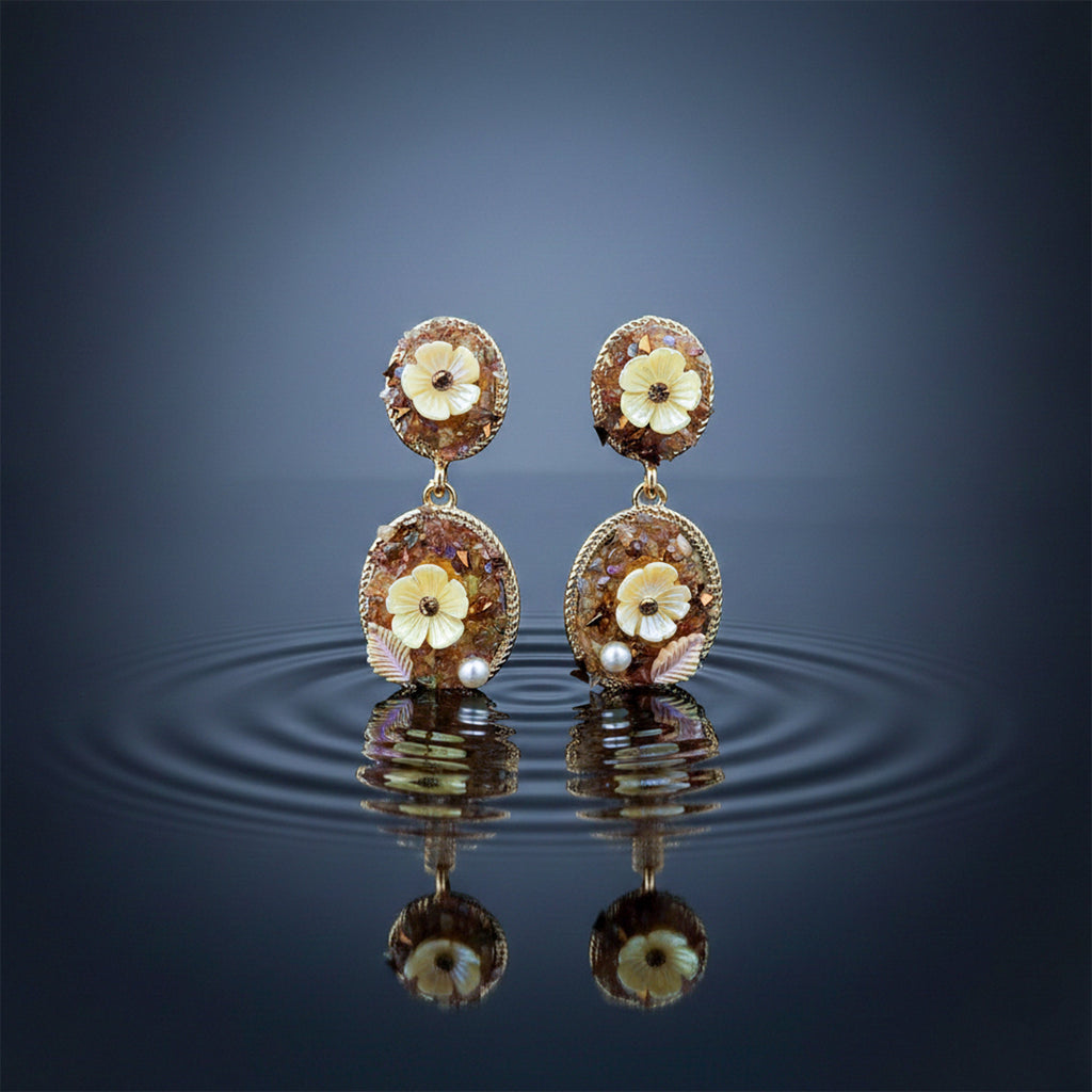 Golden Floral Earrings GWE -246
