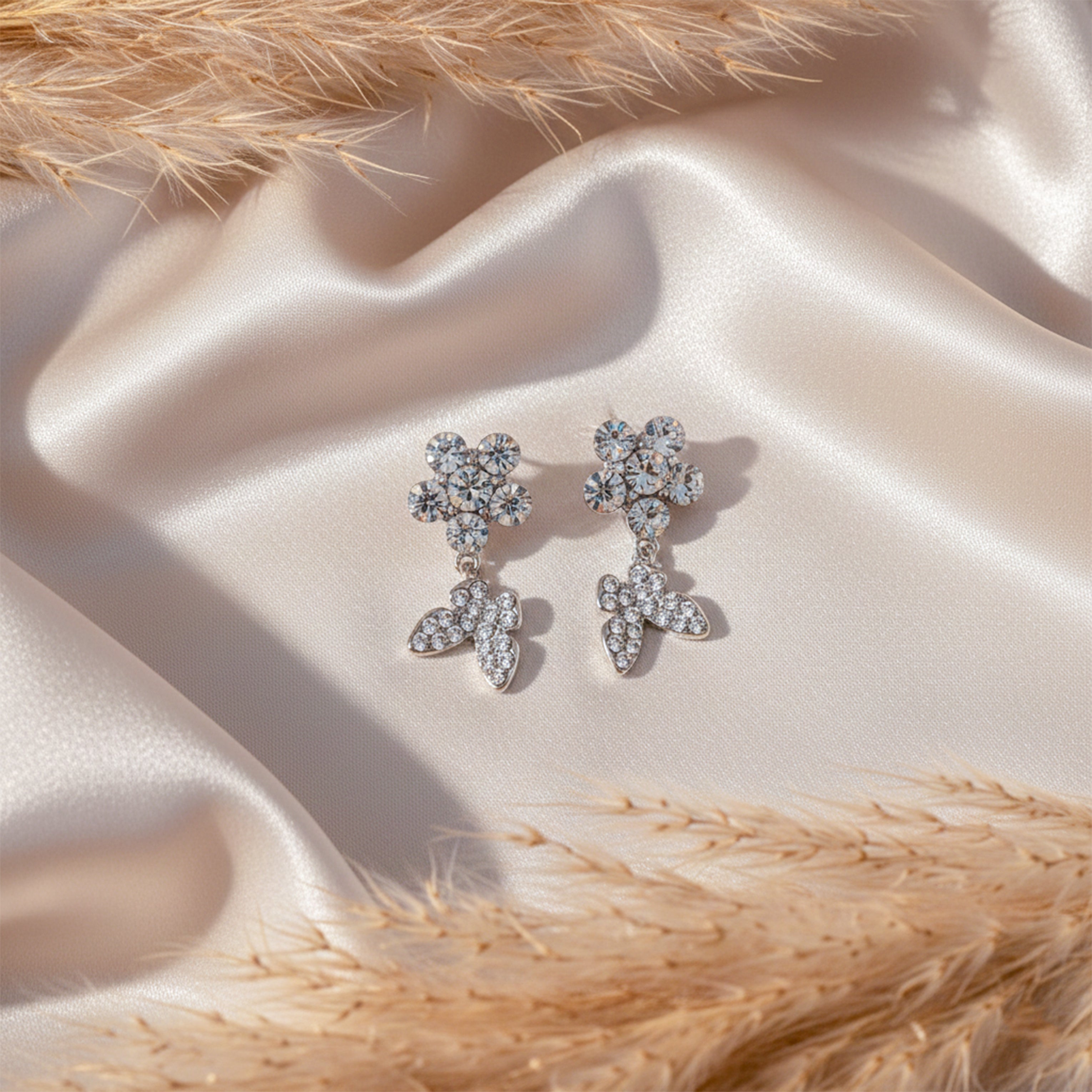 Floral Sparkle Drop Earrings GWE -106