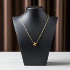 Golden Criss-Cross Spark Pendant Necklace GWN -59