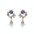 Multi-Stone Floral Gold Drop Earrings GWE -168