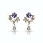 Multi-Stone Floral Gold Drop Earrings GWE -168