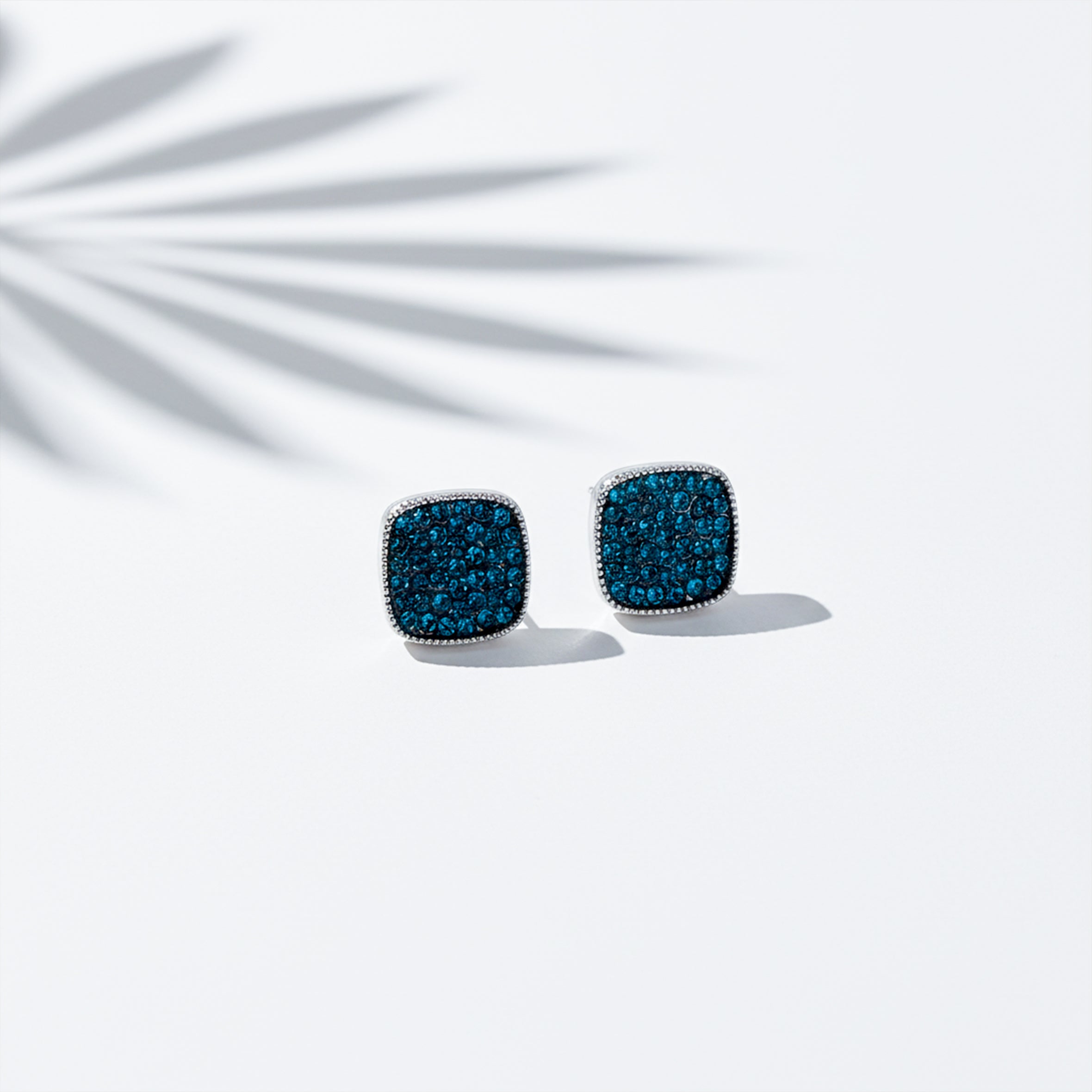 Blue Square Stud Earrings GWE -114