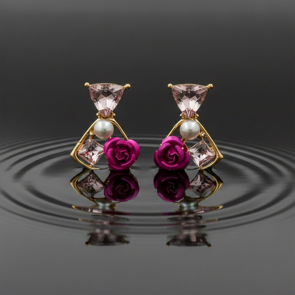 Rose Pearl Stud Earrings GWE -237