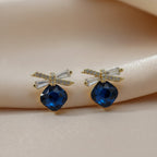 Royal Blue Crystal Bow Stud Earrings GWE -153