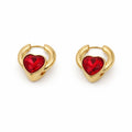 Ruby Heart Hoop Earrings GWE -69