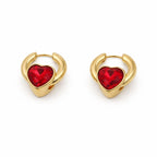 Ruby Heart Hoop Earrings GWE -69