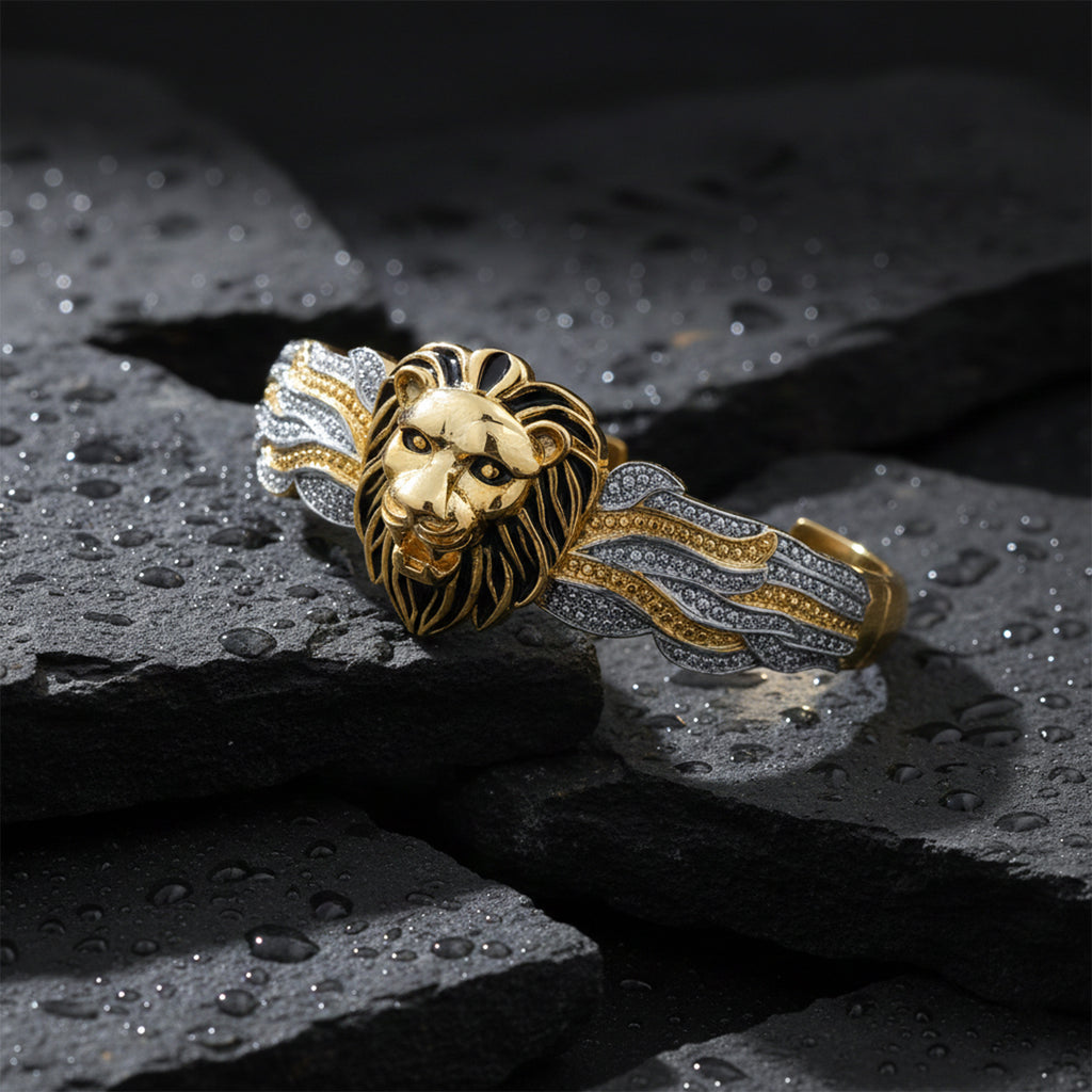 Men’s Lion Face Gold & Silver Designer Kada GMK -7
