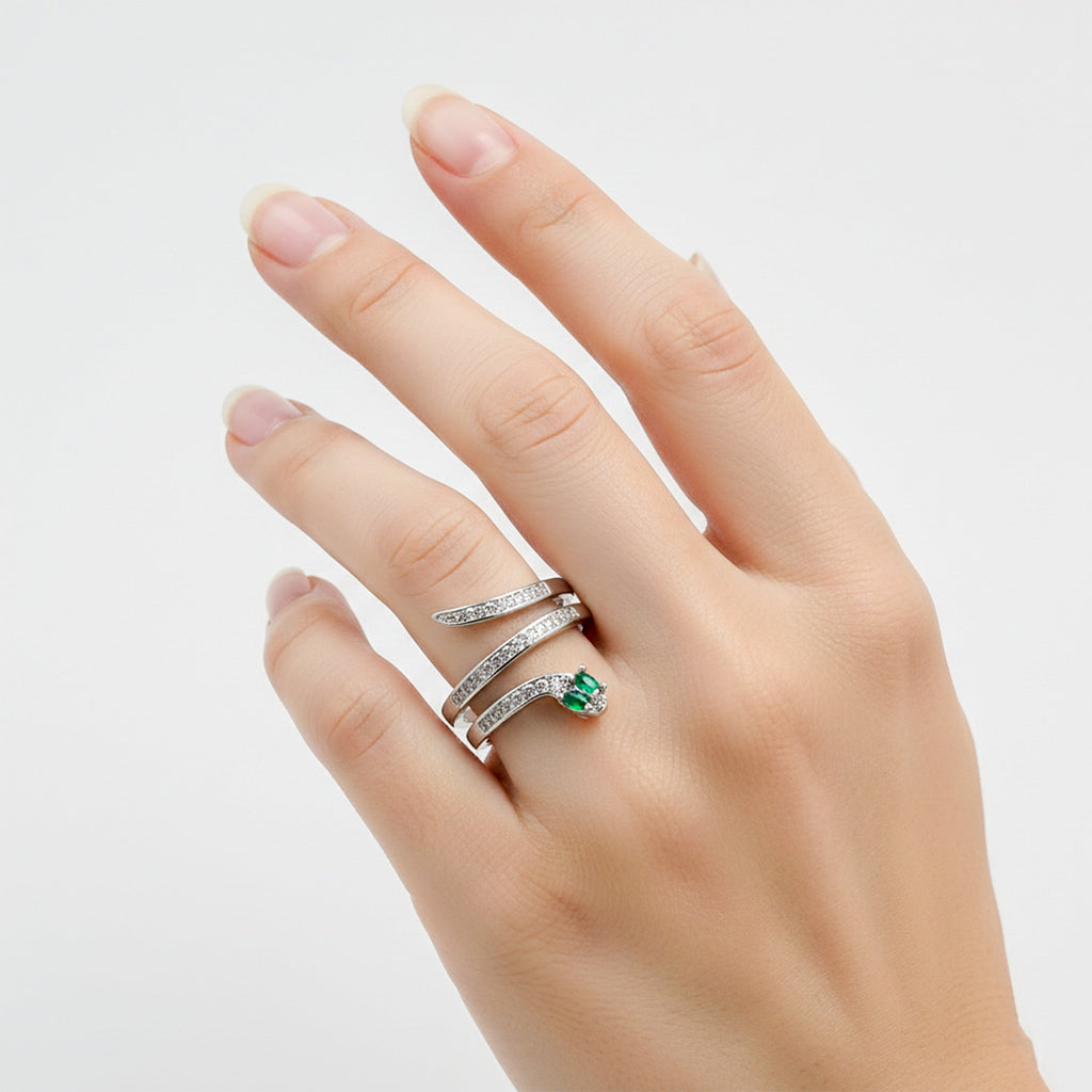 Emerald Serpent Wrap Ring GER -56