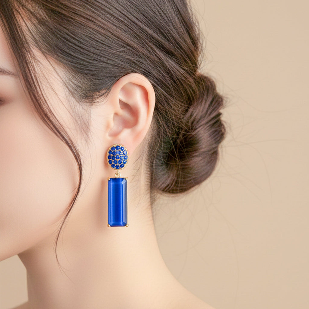 Royal Blue Crystal Earrings GWE -209