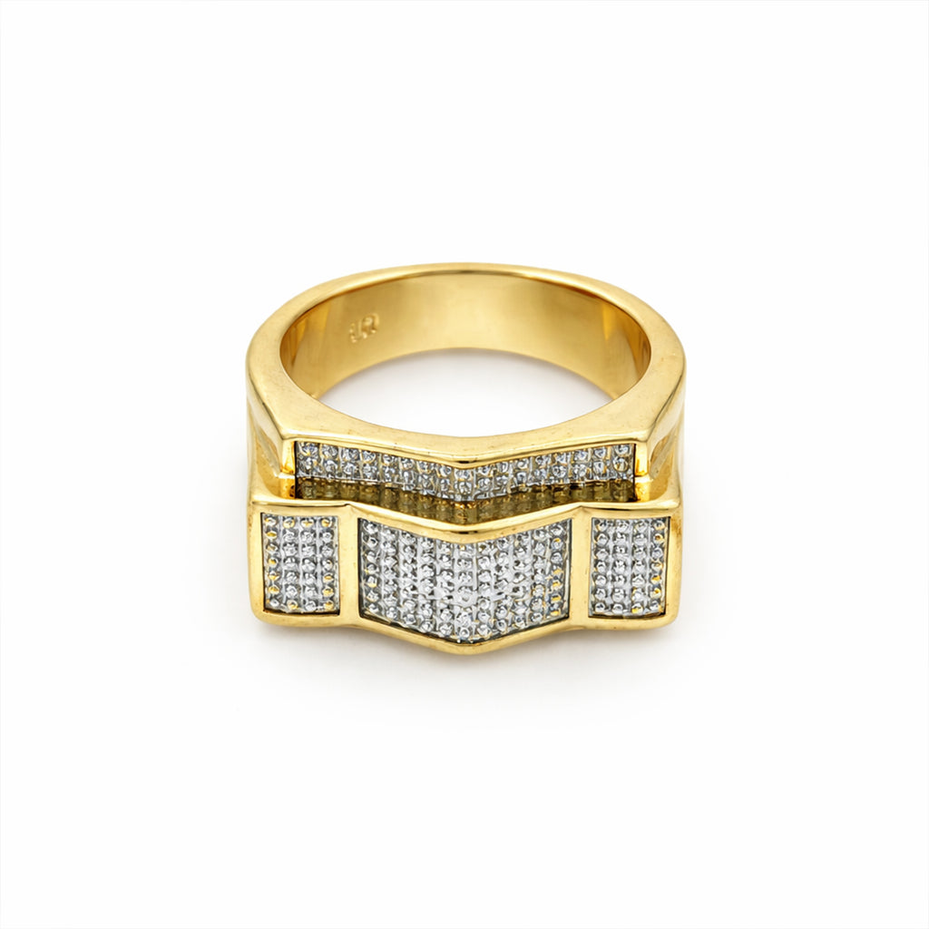 Men’s Gold-Tone Geometric Textured Ring GMR -15