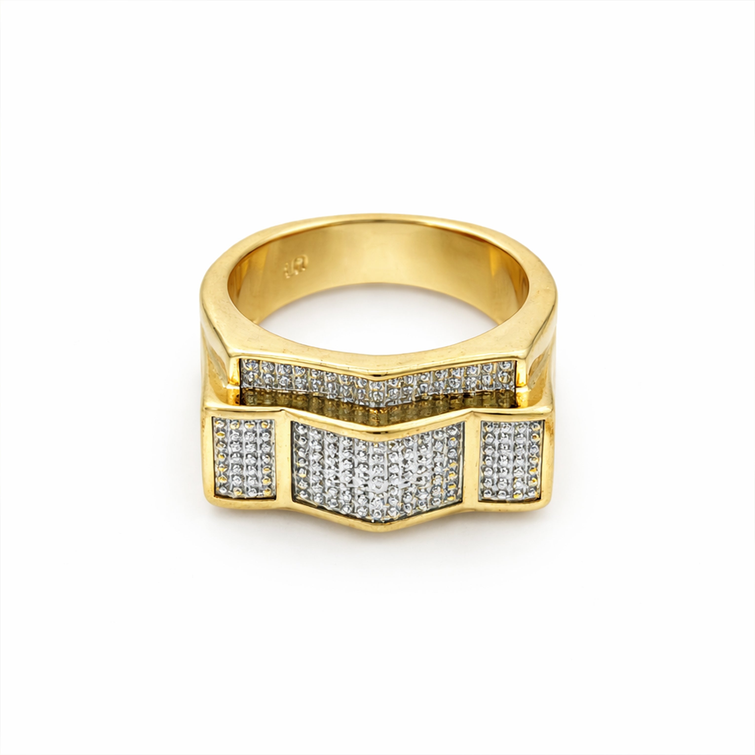 Men’s Gold-Tone Geometric Textured Ring GMR -15