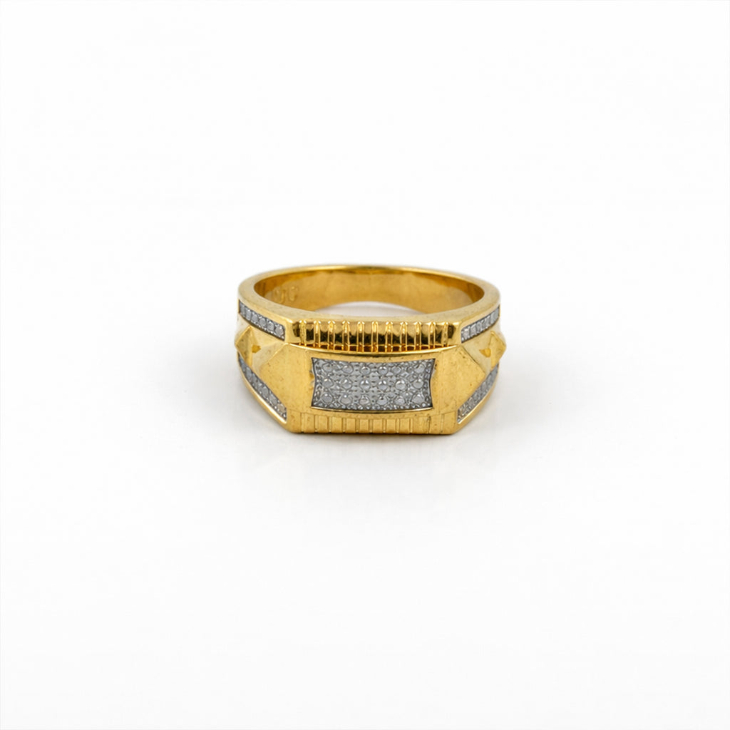 Men’s Gold-Tone Silver Accent Textured Ring GMR -30