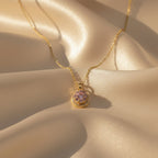 Pink Halo Round Pendant Necklace GWN -84
