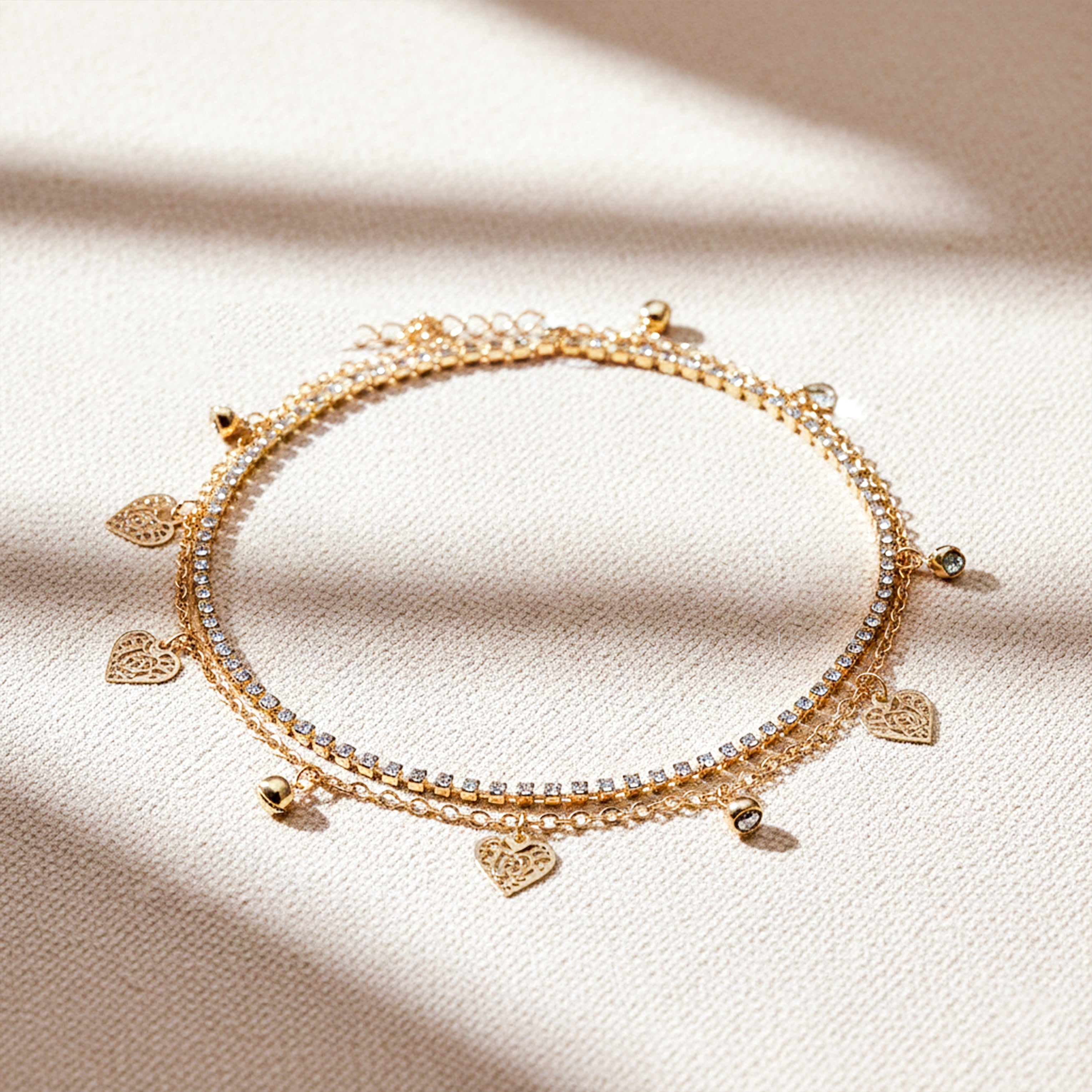 Heart Layered Anklet GWA -38