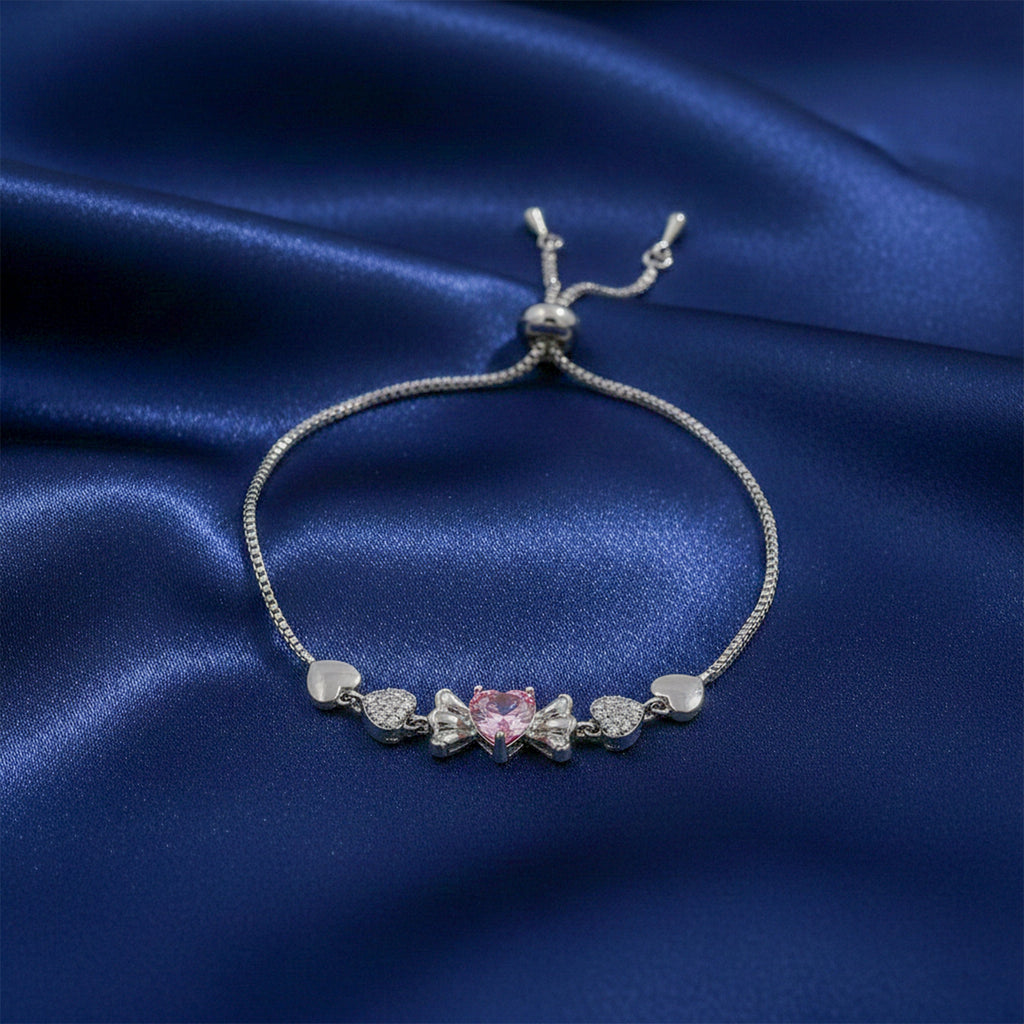 Pink Heart Bow Bracelet GWB -155