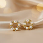 Pearl & Crystal Circle Stud Earrings GWE -165