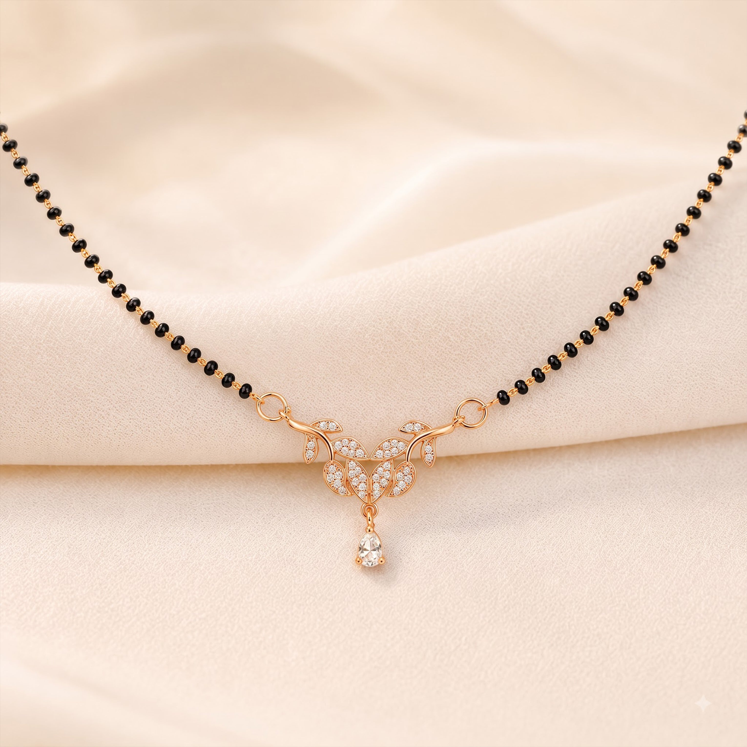 Rose Gold Floral Drop Mangalsutra GM -55