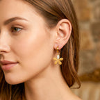 Golden Floral Drop Earrings GWE -79
