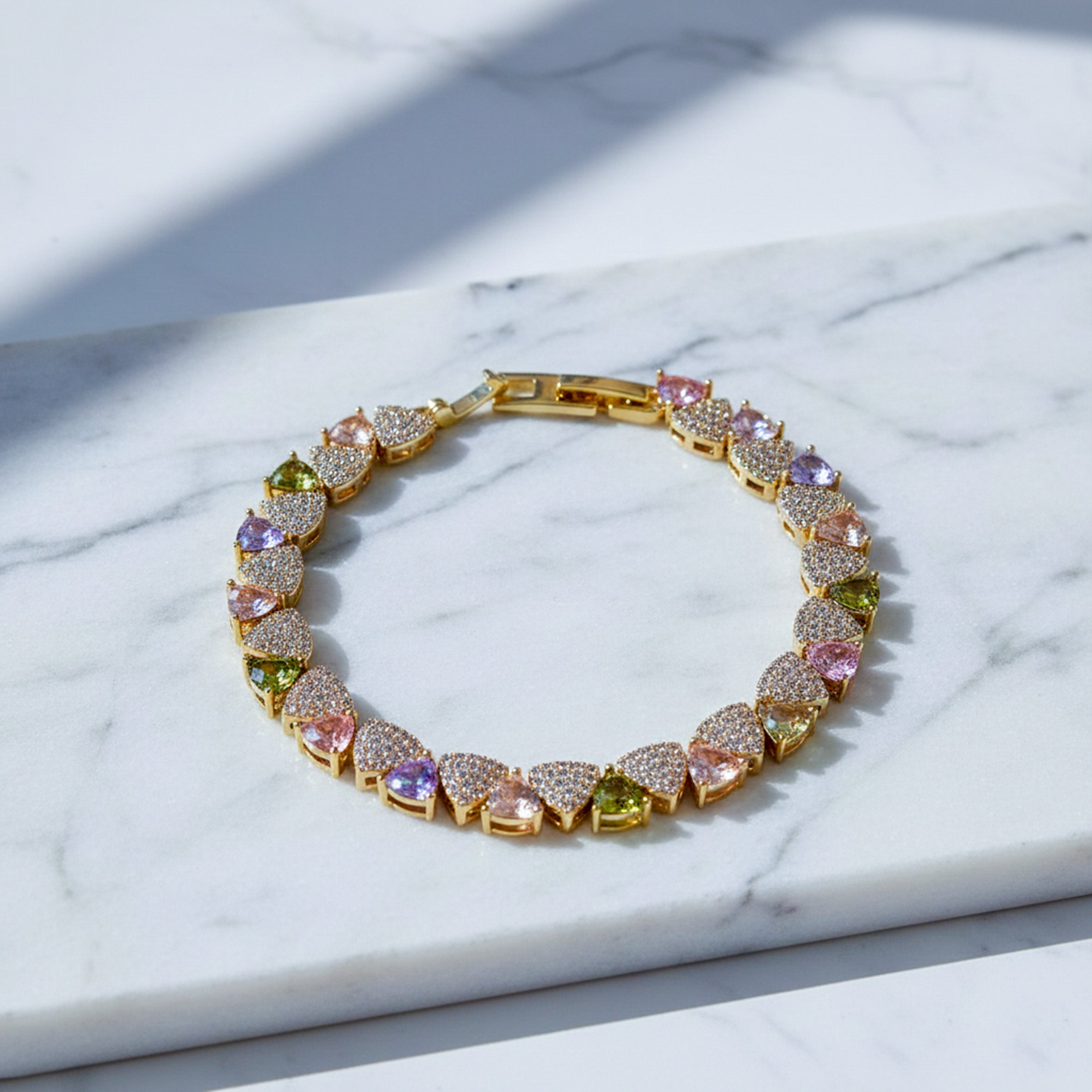 Gold Multi-Color Heart Bracelet GWB -150