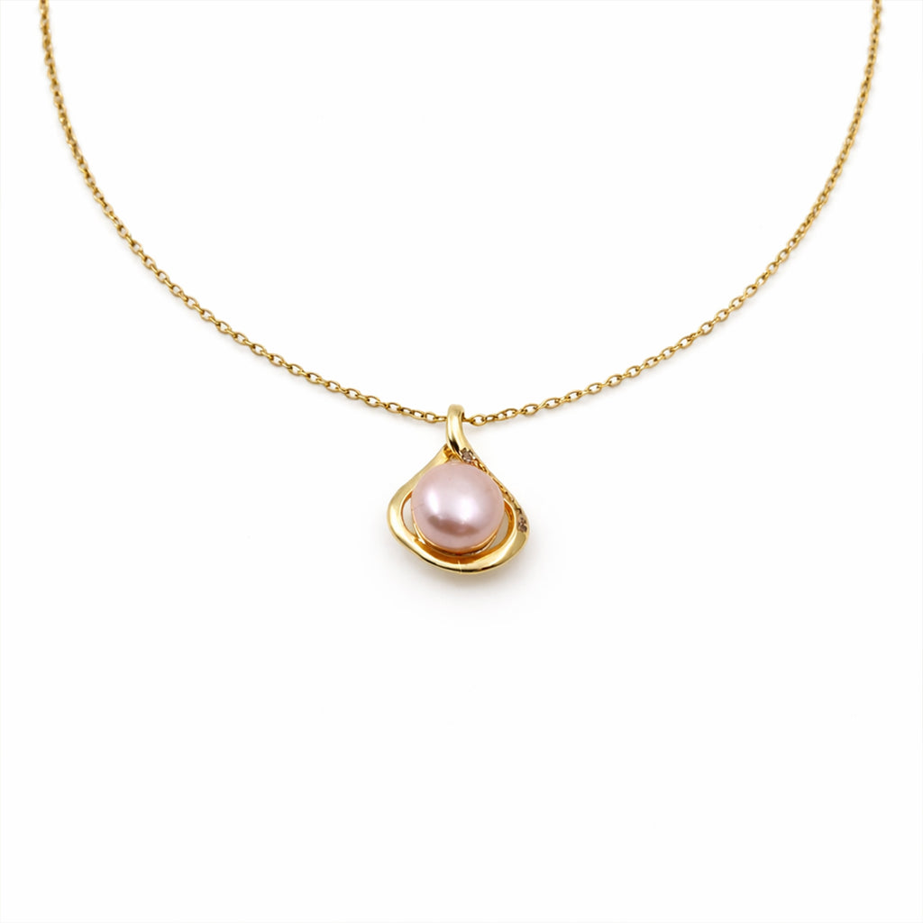 Pink Pearl Swirl Pendant Necklace GWN -34